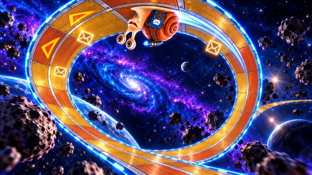 Promotional illustration of Nitro racing upside down along the top of a giant vertical loop, with his shell hanging over the void.